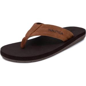 imageNautica Mens Flip Flop Beach Sandal Boat Slide Water SlippersBrowntapped