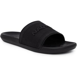 imageNautica Mens Open Toe Slide Sandals  Comfortable Indoor ampamp Outdoor Shower SlippersBlack Mono Pilf