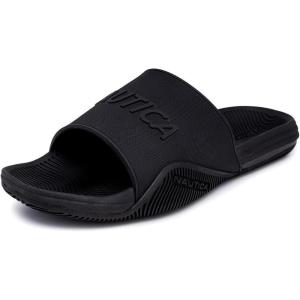 imageNautica Mens Open Toe Slide Sandals  Comfortable Indoor ampamp Outdoor Shower SlippersBlack Mono Timra