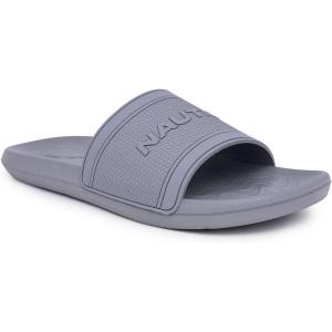 imageNautica Mens Open Toe Slide Sandals  Comfortable Indoor ampamp Outdoor Shower SlippersGrey Mono Pilf