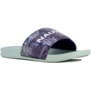 imageNautica Mens Open Toe Slide Sandals  Comfortable Indoor ampamp Outdoor Shower SlippersMidnight Palms Rivo