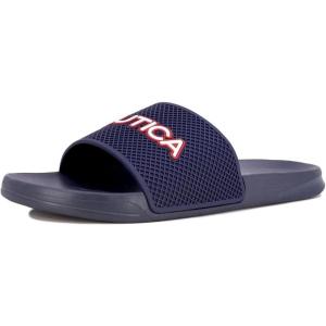 imageNautica Mens Open Toe Slide Sandals  Comfortable Indoor ampamp Outdoor Shower SlippersNavylando