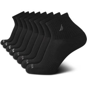 imageNautica Mens Quarter Socks  8 Pack Comfort Stretch Cushioned MoistureWicking Athletic Ankle Socks for Men Sizes 6125Black Tall