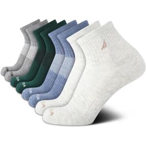 imageNautica Mens Quarter Socks  8 Pack Comfort Stretch Cushioned MoistureWicking Athletic Ankle Socks for Men Sizes 6125Green Tall