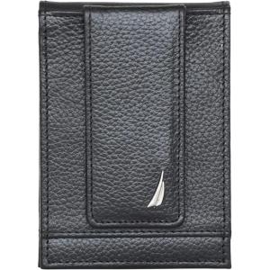 imageNautica Mens Slim Wallet  Card Case  RFID Blocking  ID Window  Minimalist  Lightweight  Genuine LeatherJClass  Black