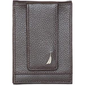 imageNautica Mens Slim Wallet  Card Case  RFID Blocking  ID Window  Minimalist  Lightweight  Genuine LeatherJClass  Brown