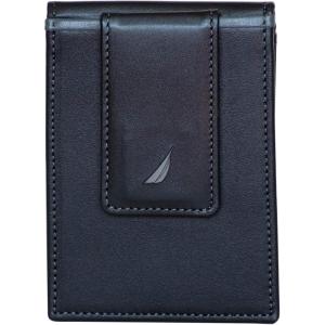 imageNautica Mens Slim Wallet  Card Case  RFID Blocking  ID Window  Minimalist  Lightweight  Genuine LeatherPop Color  BlackGrey