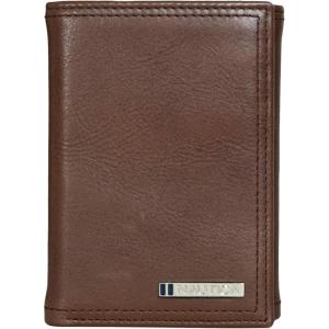 imageNautica Mens Trifold Wallet  RFID Blocking Protection  ID Window  Card Slots  Genuine Leather  DurableEnameled Logo  Brown