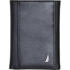 imageNautica Mens Trifold Wallet  RFID Blocking Protection  ID Window  Card Slots  Genuine Leather  DurableJClass  Black