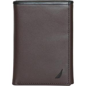 imageNautica Mens Trifold Wallet  RFID Blocking Protection  ID Window  Card Slots  Genuine Leather  DurablePop Color  BlackBrown
