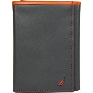 imageNautica Mens Trifold Wallet  RFID Blocking Protection  ID Window  Card Slots  Genuine Leather  DurablePop Color  NavyRed