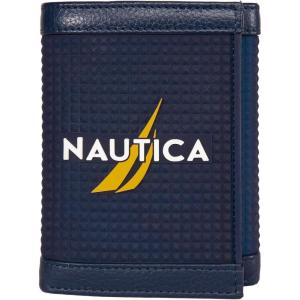 imageNautica Mens Trifold Wallet  RFID Blocking Protection  ID Window  Card Slots  Genuine Leather  DurableRubberLeather  Navy