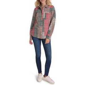imageNautica Womens Button Front Long Sleeve Roll Tab ShirtBlack Multi