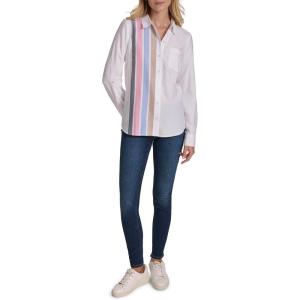 imageNautica Womens Button Front Long Sleeve Roll Tab ShirtConfetti