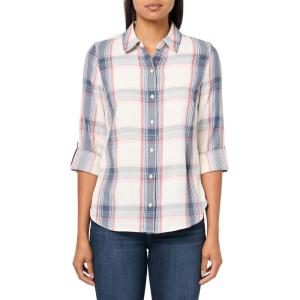 imageNautica Womens Button Front Long Sleeve Roll Tab ShirtDeep Pink Multi