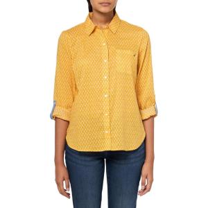 imageNautica Womens Button Front Long Sleeve Roll Tab ShirtGolden Glow Multi