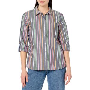 imageNautica Womens Button Front Long Sleeve Roll Tab ShirtNight Sky