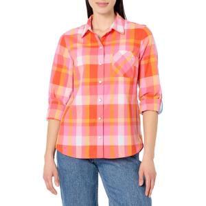 imageNautica Womens Button Front Long Sleeve Roll Tab ShirtSangria Sunset Multi