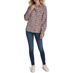 imageNautica Womens Button Front Long Sleeve Roll Tab ShirtSolid Confetti