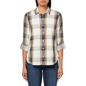 imageNautica Womens Button Front Long Sleeve Roll Tab ShirtTigers Eye Multi