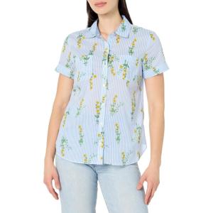 imageNautica Womens Button Front Short Sleeve Camp ShirtFloral Daffodil Mulit