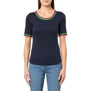 imageNautica Womens Cotton Short Sleeve Solid Knit TopNight Sky
