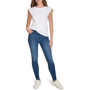 imageNautica Womens Crew Neckline Short Ruffle Sleeve ShirtBright White