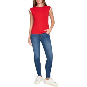 imageNautica Womens Crew Neckline Short Ruffle Sleeve ShirtHaute Red