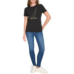 imageNautica Womens Graphic Tee Short Sleeve Crew Neckline TShirtBlack