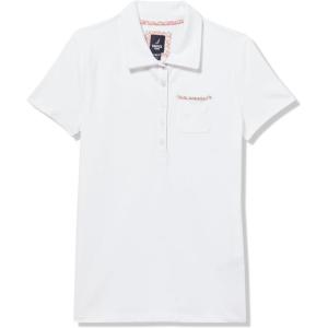 imageNautica Womens Short Sleeve Button Placket PoloBright White Multi
