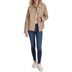 imageNautica Womens Solid Cropped Trench Coat JacketStone