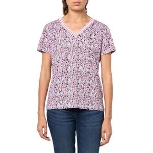 imageNautica Womens Solid VNeck Short Sleeve TShirtCamilla Rose Multi
