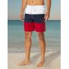 imageNautica Mens Standard Quick Dry Classic Logo TriBlock Series Swim TrunkNautica Red