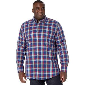 imageNautica Big ampamp Tall Mens Big and Tall Classicfit WrinkleResistant Plaid ShirtBlue Depths