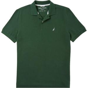 imageNautica Mens Big ampamp Tall Short Sleeve Stretch Solid Deck Polo ShirtPine Forest Heather