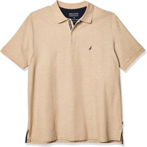 imageNautica Mens Big and Tall Classic Fit Short Sleeve Solid Performance Deck Polo ShirtCoastal Camel Heather