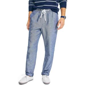 imageNautica Mens Classic Fit Drawstring Linen PantNavy SeaslNavy Seas