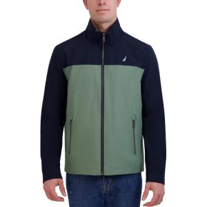 imageNautica Mens Lightweight Windbreaker Stretch Athletic Outdoor Full Zip Bomber Golf JacketSea Green Navy