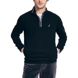 imageNautica Mens QuarterZip SweatshirtTrue Black