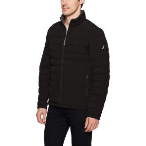 imageNautica Mens Reversible Quilted Puffer Jacket Midweight Mechanical Stretch Winter CoatInk