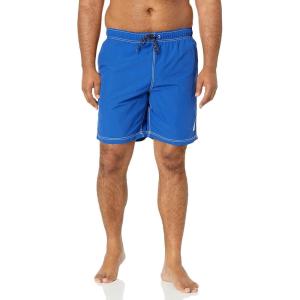 imageNautica Mens Solid Quick Dry Classic Logo SwimTrunkBright Cobalt