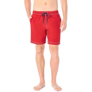 imageNautica Mens Solid Quick Dry Classic Logo SwimTrunkNautica Red