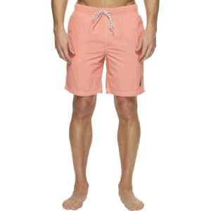imageNautica Mens Solid Quick Dry Classic Logo SwimTrunkPale Coral