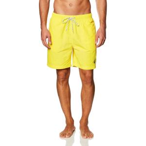 imageNautica Mens Solid Quick Dry Classic Logo SwimTrunkSunfish Yellow