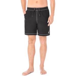 imageNautica Mens Solid Quick Dry Classic Logo SwimTrunkTrue Black