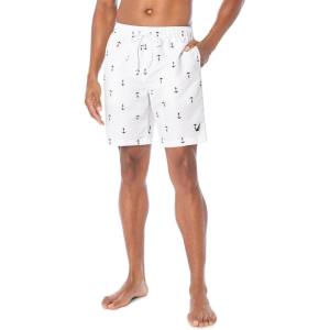 imageNautica Mens Standard Quick Dry All Over Classic Anchor Print Swim TrunkBright White