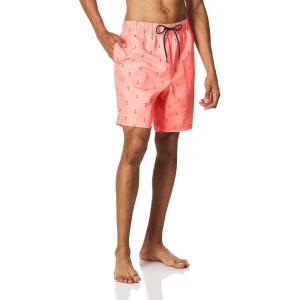 imageNautica Mens Standard Quick Dry All Over Classic Anchor Print Swim TrunkPale Coral
