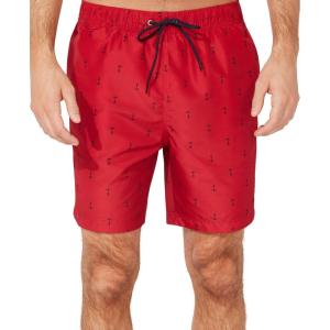 imageNautica Mens Standard Quick Dry All Over Classic Anchor Print Swim TrunkRacer Red