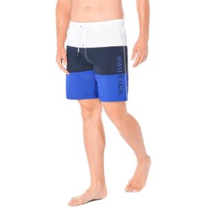 imageNautica Mens Standard Quick Dry Classic Logo TriBlock Series Swim TrunkBright Cobalt