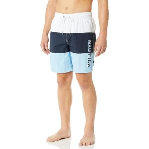 imageNautica Mens Standard Quick Dry Classic Logo TriBlock Series Swim TrunkCool Breeze